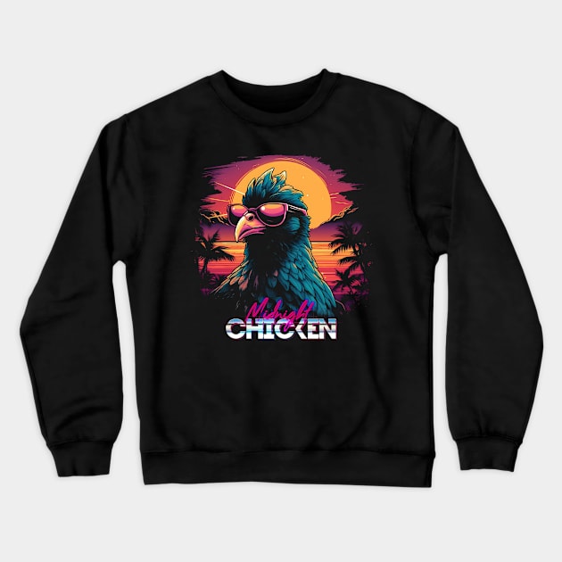 Midnight Chicken - Vaporwave - Synthwave Aesthetic Crewneck Sweatshirt by NeonOverdrive